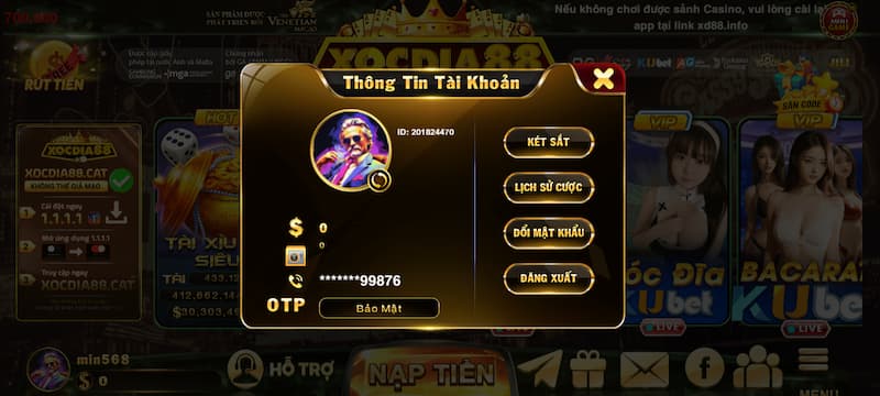 Không chia sẻ tài khoản Xocdia88 cho người khác