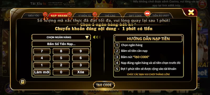 Thông tin nạp nhanh ví game 